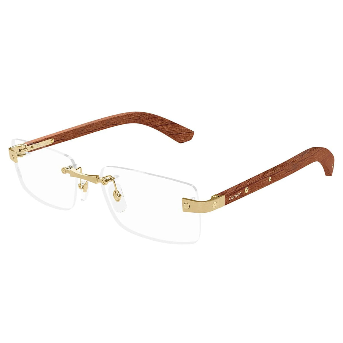 Cartier Eyewear CT0513O-002 Transparent Gold Brown Rimless Sunglasses Main image