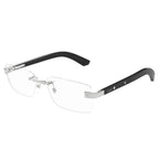Cartier Eyewear CT0513O-003 Transparent Silver Black Rimless Sunglasses