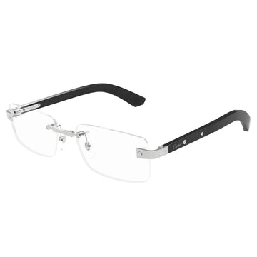 Cartier Eyewear CT0513O-003 Transparent Silver Black Rimless Sunglasses
