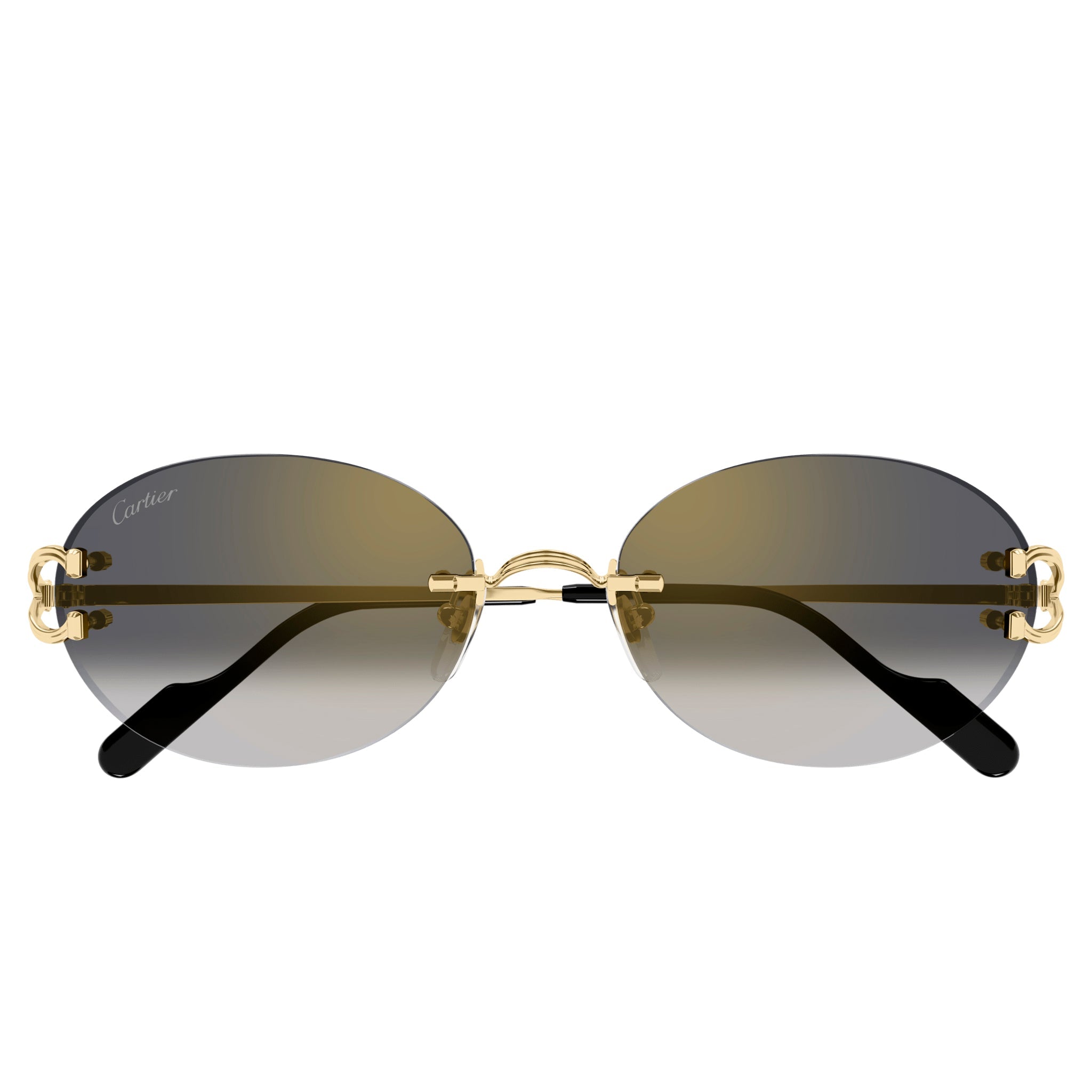 Cartier Eyewear CT0551S-001 Oval C Decor Gold Grey Rimless Sunglasses Secondary image