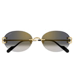Cartier Eyewear CT0551S-001 Oval C Decor Gold Grey Rimless Sunglasses
