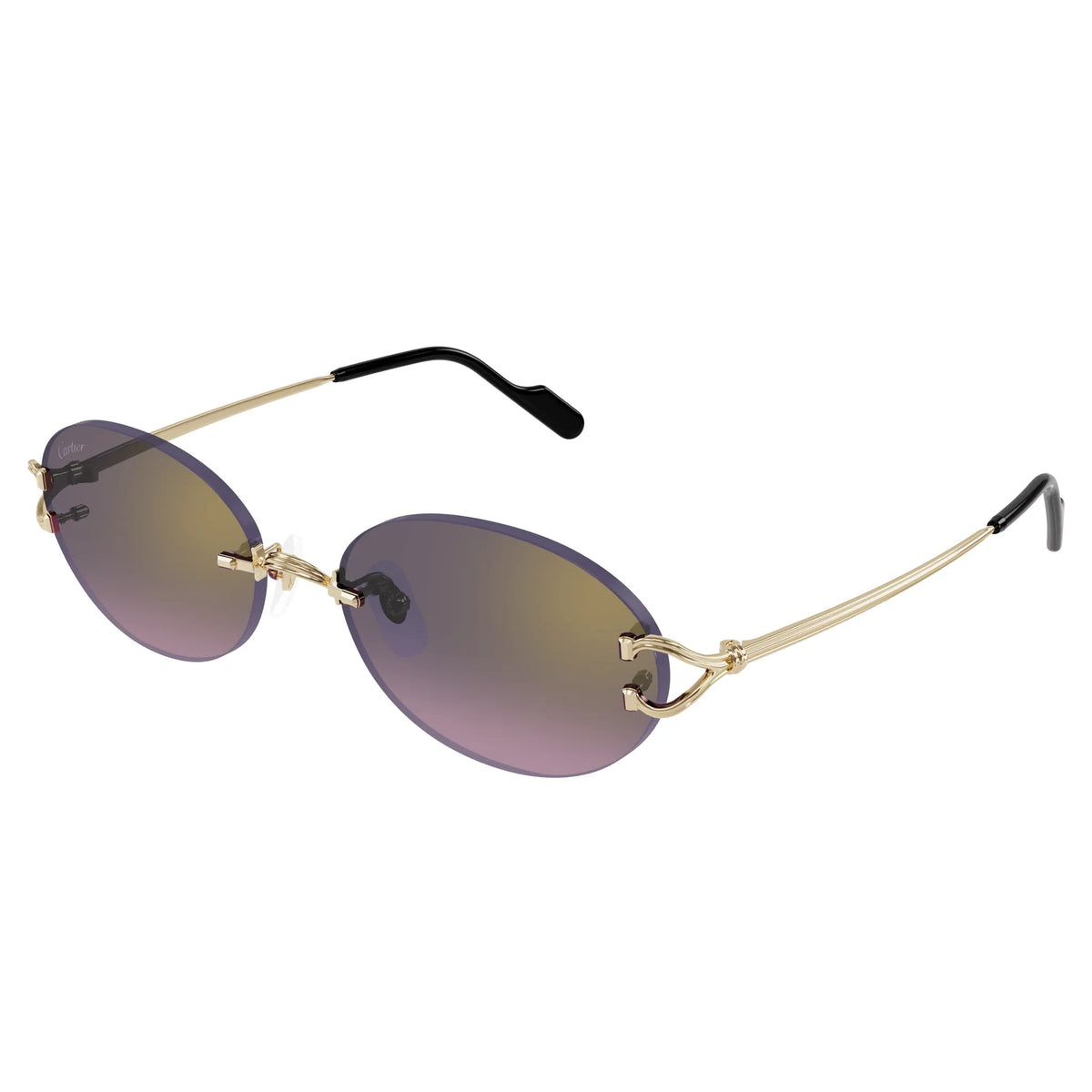 Cartier Eyewear CT0551S-004 Oval C Decor Gold Grey Rimless Sunglasses Main image