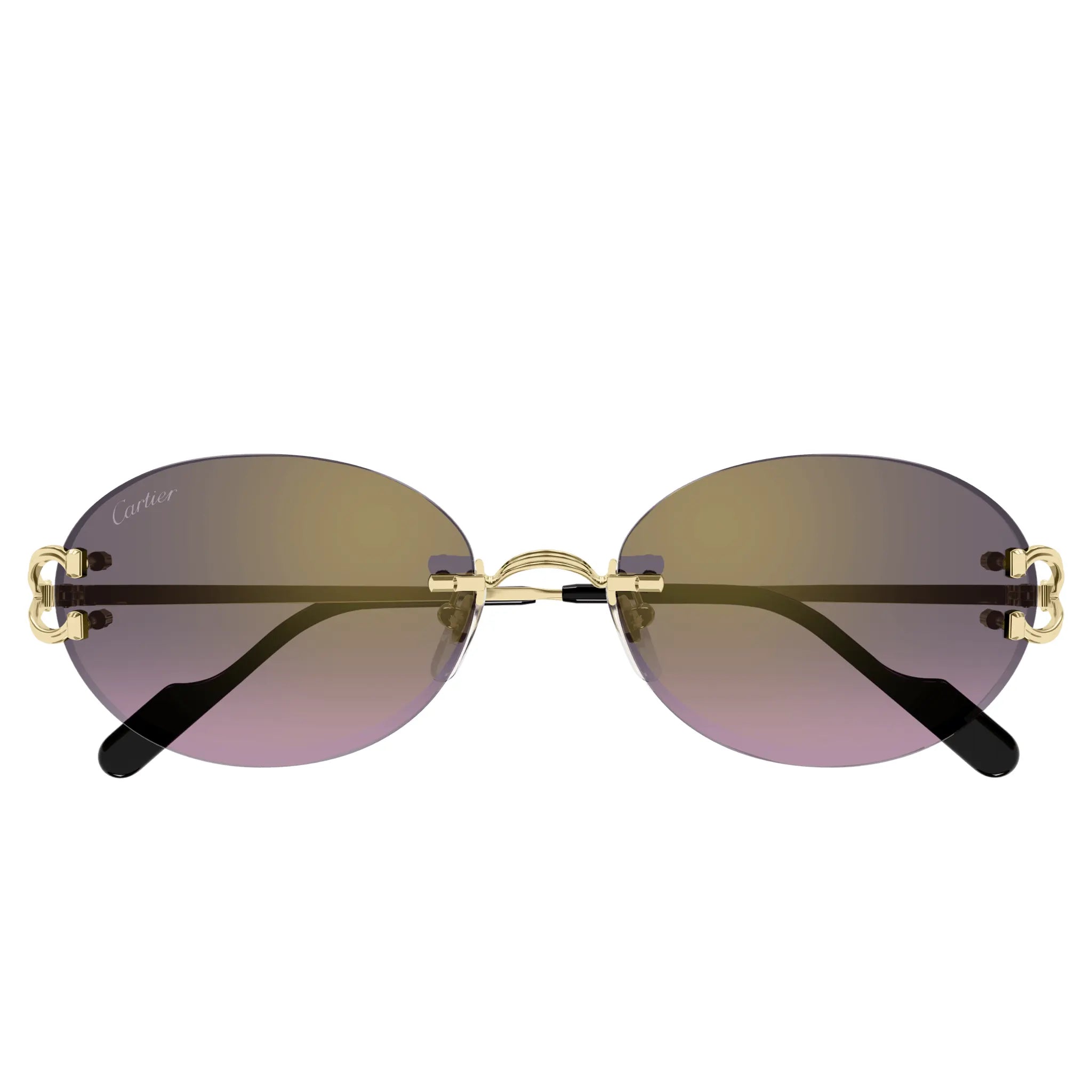 Cartier Eyewear CT0551S-004 Oval C Decor Gold Grey Rimless Sunglasses Secondary image