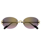 Cartier Eyewear CT0551S-004 Oval C Decor Gold Grey Rimless Sunglasses