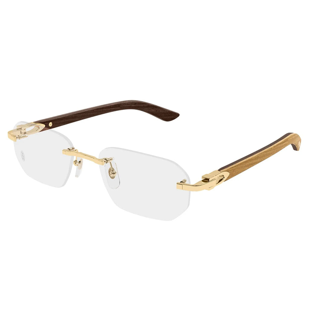 Cartier Eyewear CT0583O-003 Transparent Gold Rimless Sunglasses