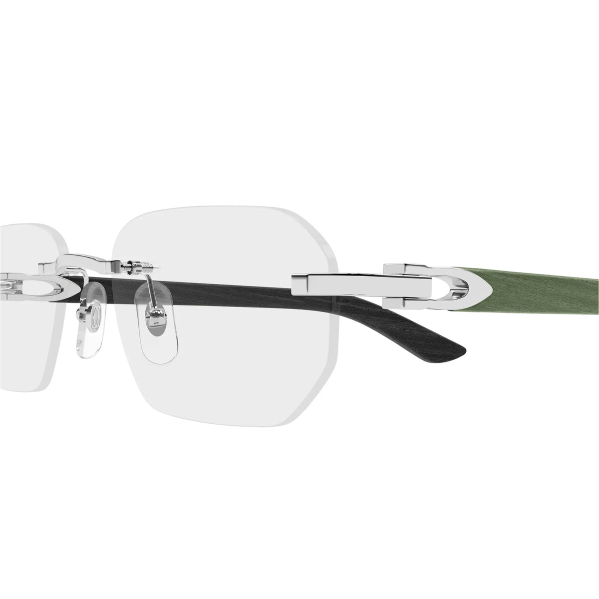 Cartier Eyewear CT0583O-005 Transparent Silver Green Rimless Sunglasses