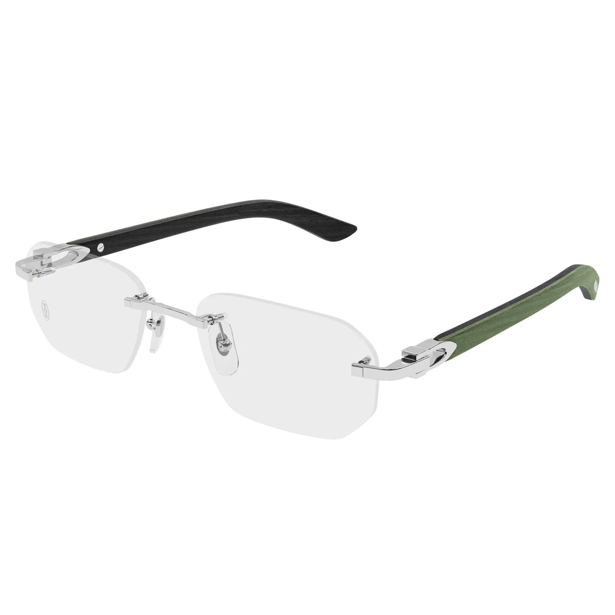 Cartier Eyewear CT0583O-005 Transparent Silver Green Rimless Sunglasses Main image