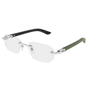 Cartier Eyewear CT0583O-005 Transparent Silver Green Rimless Sunglasses