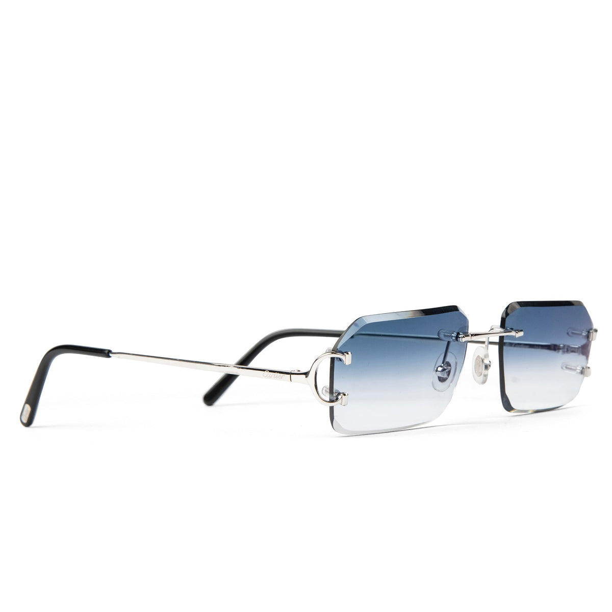 Cartier Eyewear Custom CT0092O-002 C Decor Silver Blue Rimless Sunglasses Main image