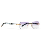 Cartier Eyewear Custom CT0286O-003 Buffalo Horn Premiere De Cartier Rimless Sunglasses