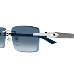 Cartier Eyewear Decor C De CT0582S-004 Blue Silver Rimless Sunglasses