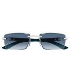 Cartier Eyewear Decor C De CT0582S-004 Blue Silver Rimless Sunglasses