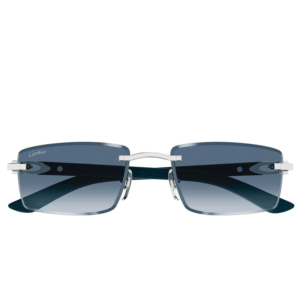 Cartier Eyewear Decor C De CT0582S-004 Blue Silver Rimless Sunglasses