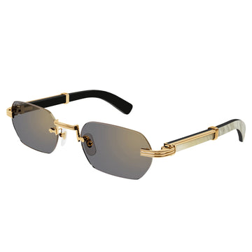 Cartier Eyewear Premiere CT0362S-003 Buffalo Horn Gold White Rimless Sunglasses