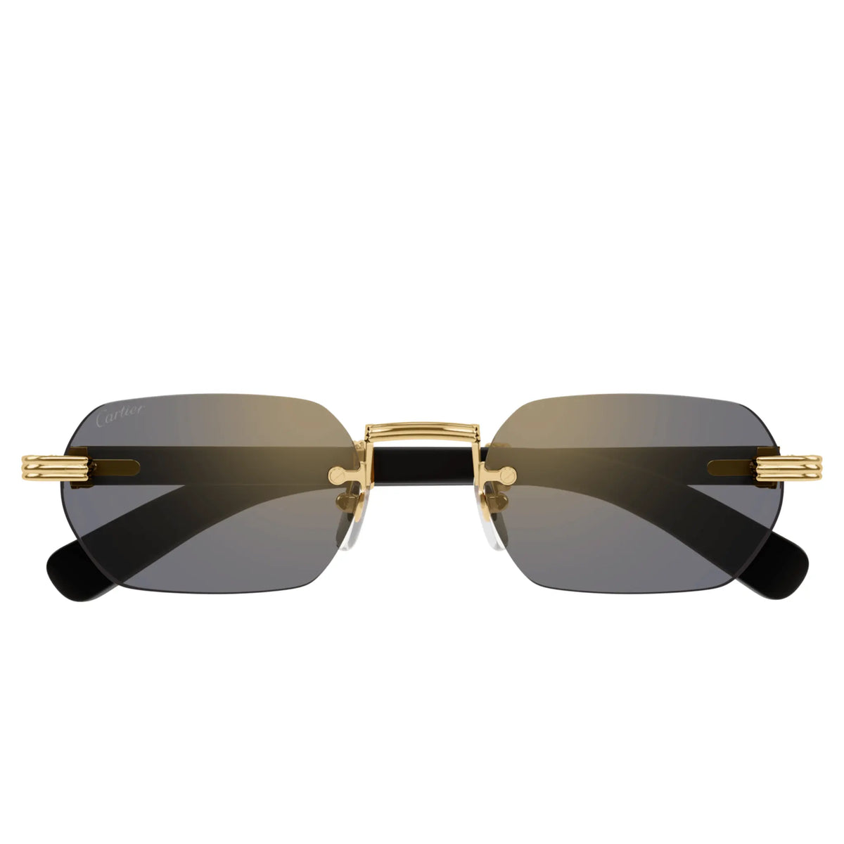 Cartier Eyewear Premiere CT0362S-003 Buffalo Horn Gold White Rimless Sunglasses