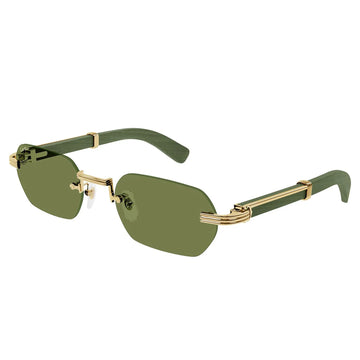 Cartier Eyewear Premiere CT0362S-006 Gold Green Wood Rimless Sunglasses