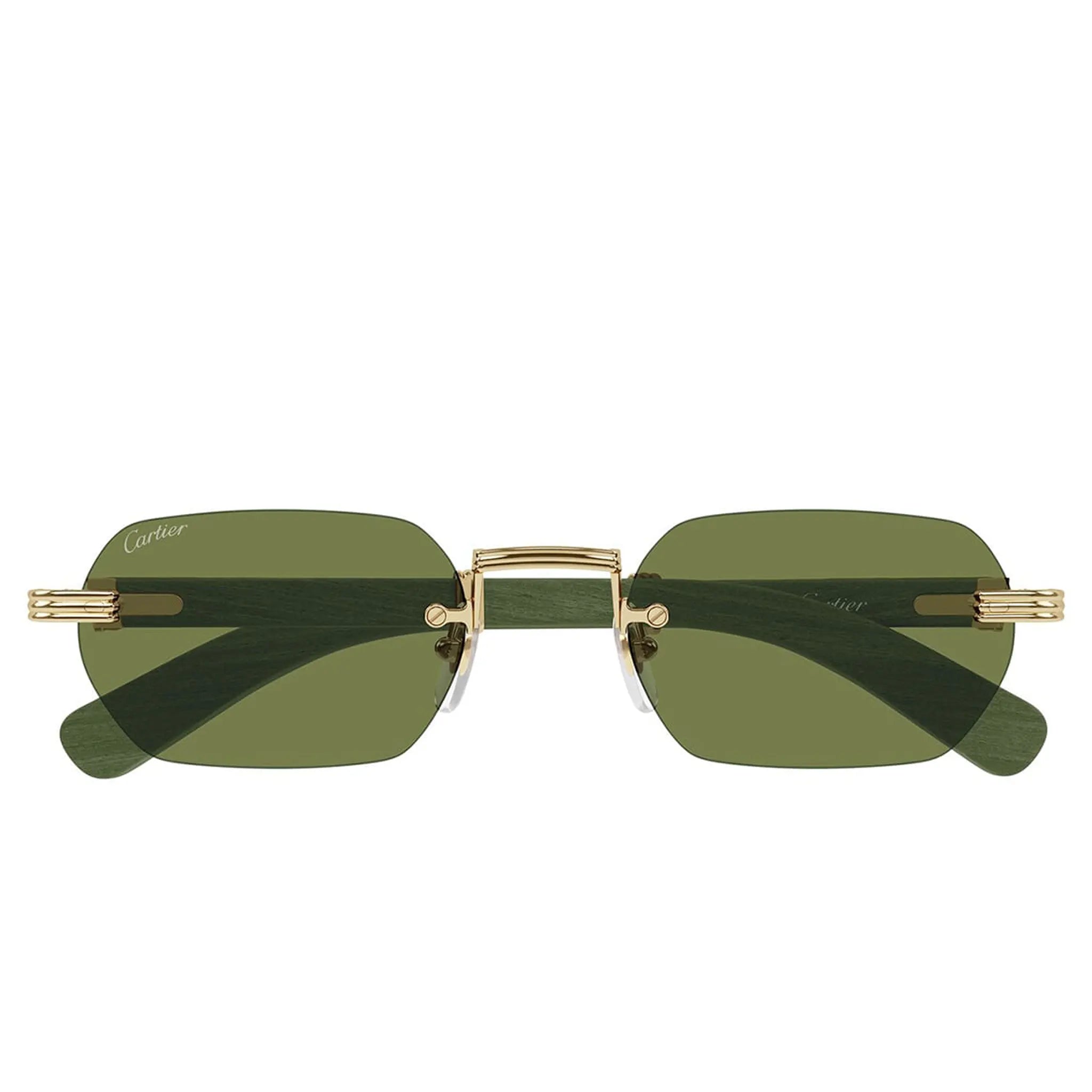 Cartier Eyewear Premiere CT0362S-006 Gold Green Wood Rimless Sunglasses Secondary image