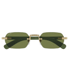 Cartier Eyewear Premiere CT0362S-006 Gold Green Wood Rimless Sunglasses