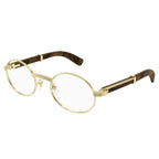 Cartier Eyewear Premiere CT0464O-004 Transparent Gold Brown Wood Sunglasses