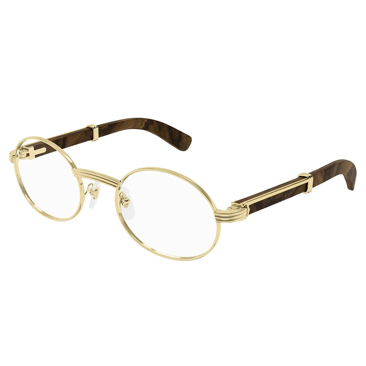 Cartier Eyewear Premiere CT0464O-004 Transparent Gold Brown Wood Sunglasses Main image