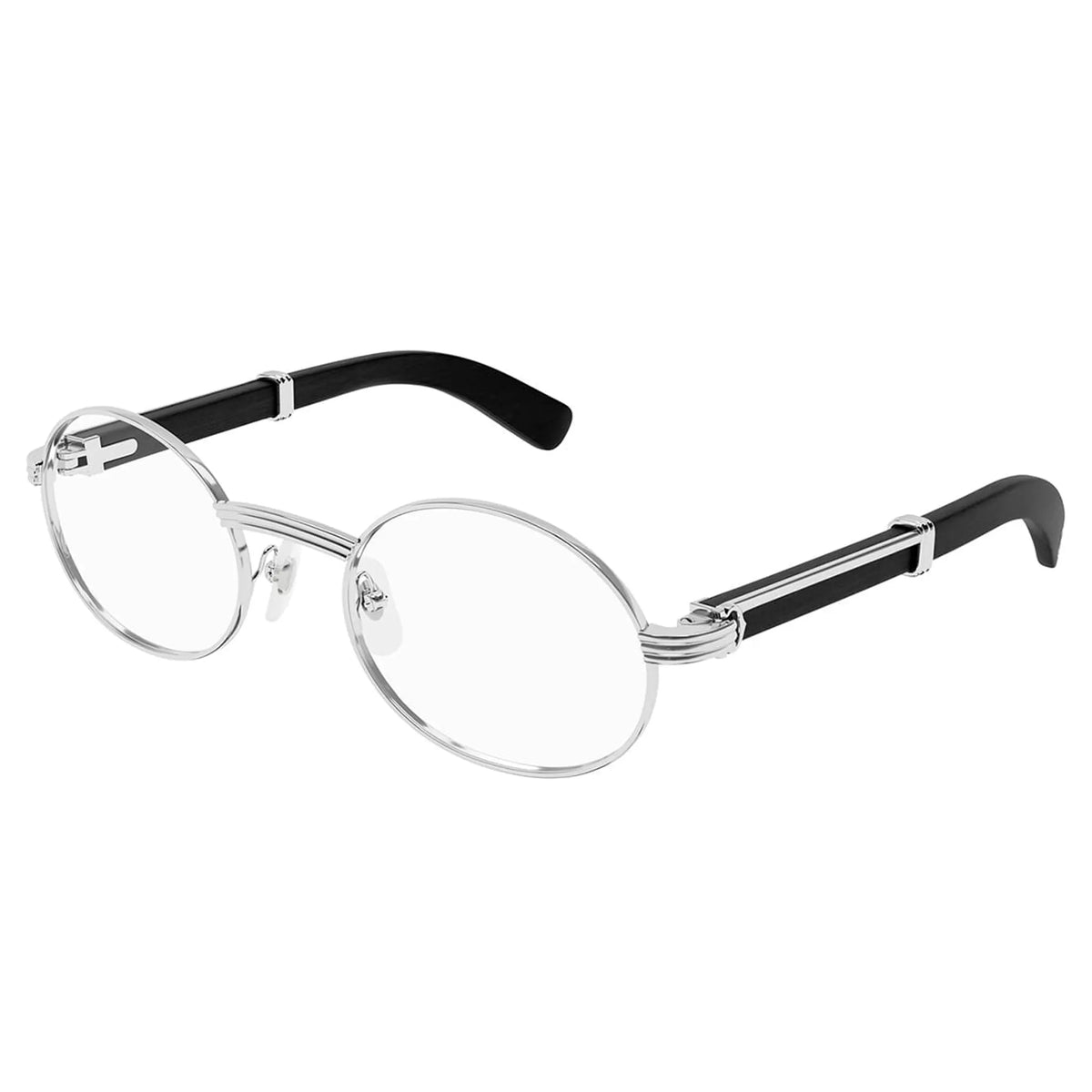 Cartier Eyewear Premiere CT0464O-005 Transparent Silver Black Wood Sunglasses Main image