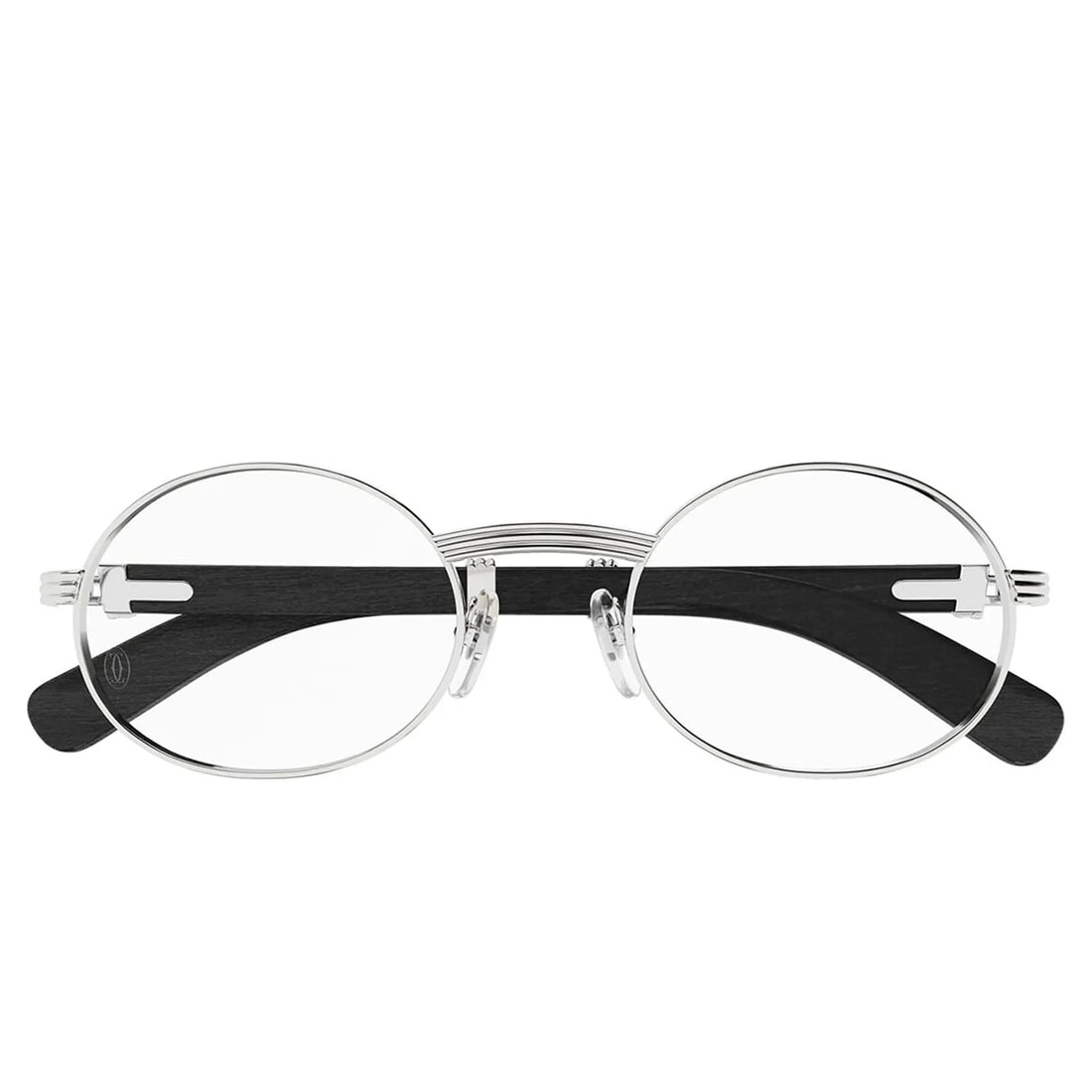 Cartier Eyewear Premiere CT0464O-005 Transparent Silver Black Wood Sunglasses