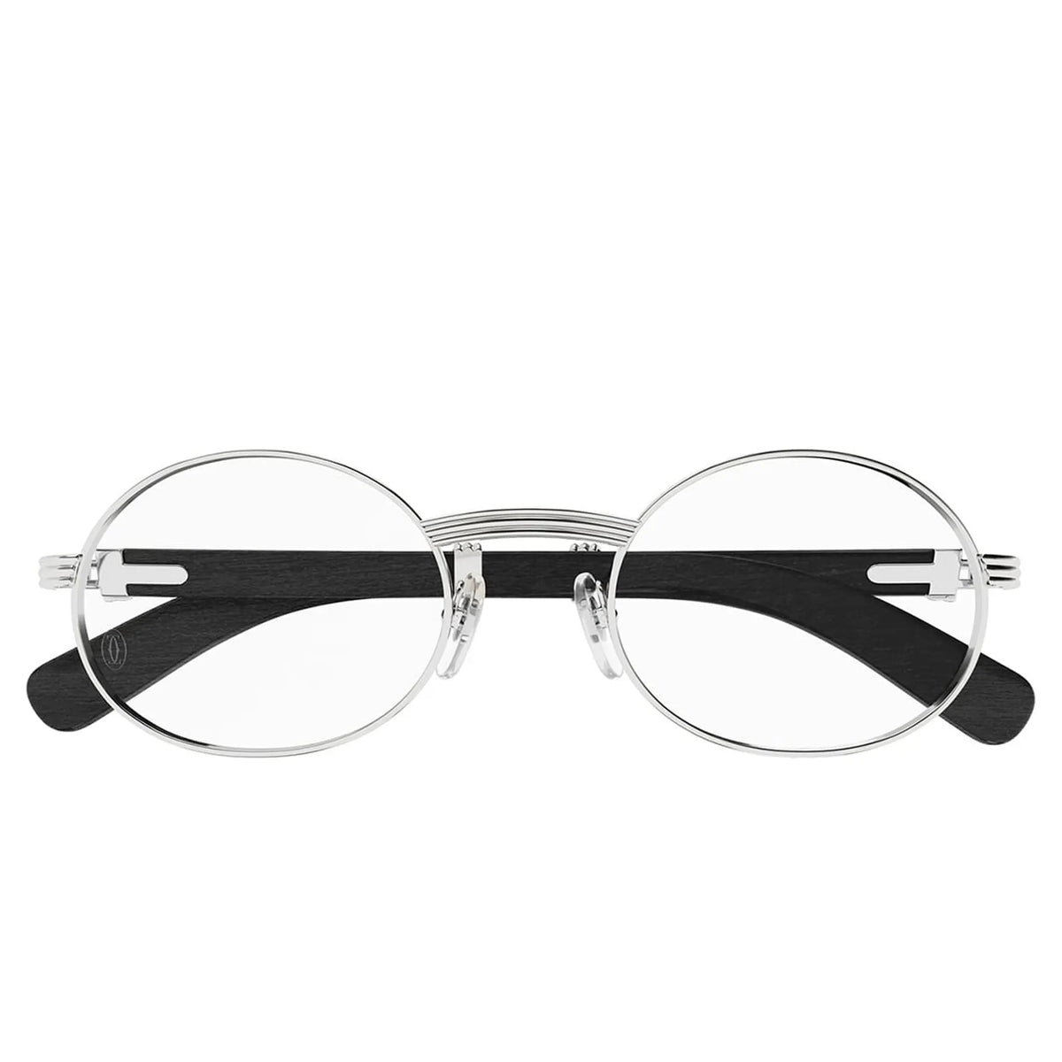 Cartier Eyewear Premiere CT0464O-005 Transparent Silver Black Wood Sunglasses