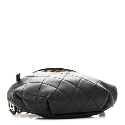 Lambskin Quilted Resin Bi-Color Waist Bag Fanny Pack Black