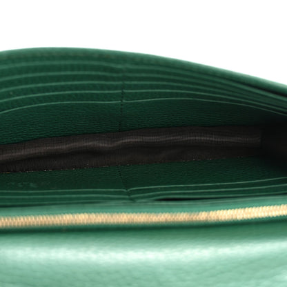 Dollar Calfskin Interlocking G Chain Wallet Emerald