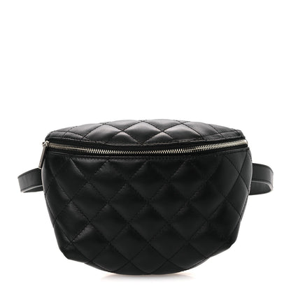 Calfskin Quilted Uniform Waist Belt Bag Black