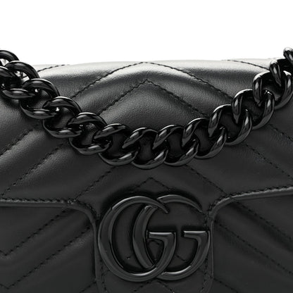 Calfskin Matelasse Monochrome GG Marmont Chain Belt Bag Black