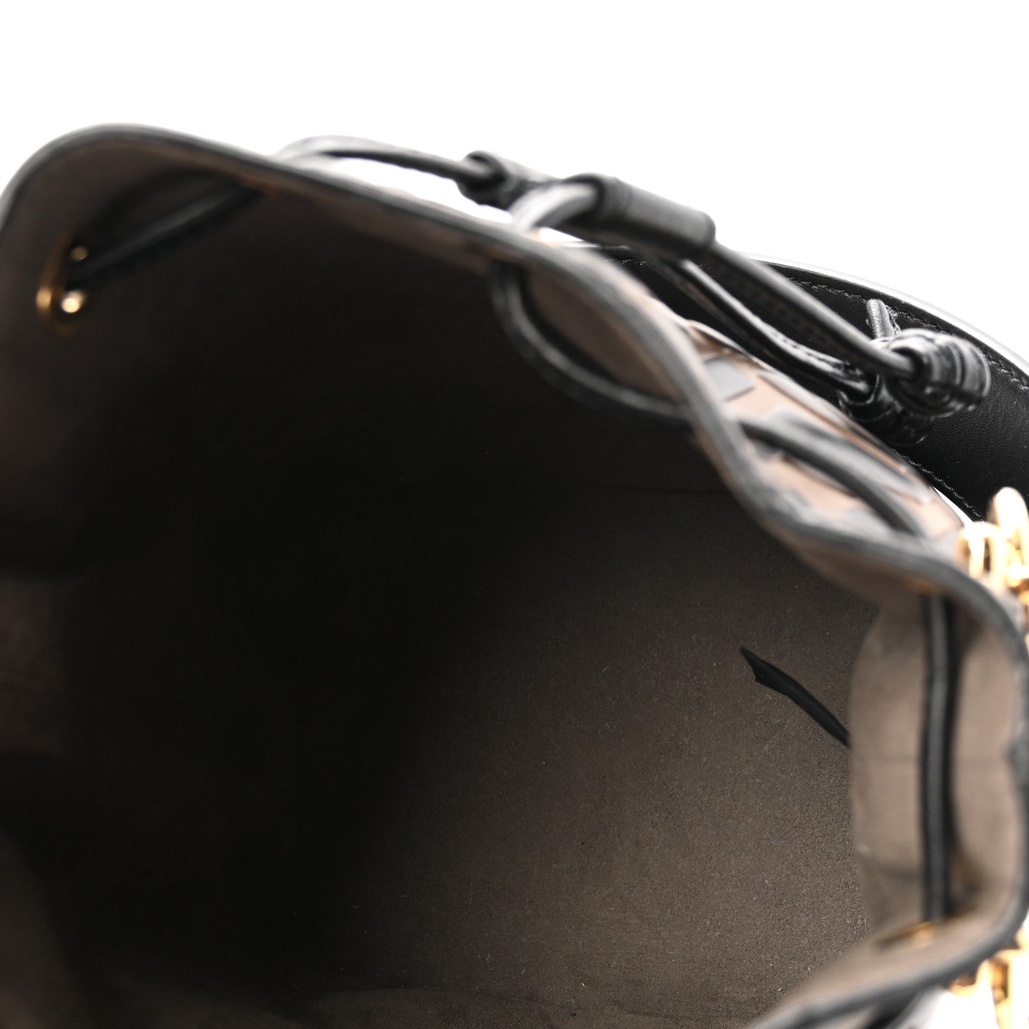 Vitello Liberty F is Fendi Bi-Color FF 1974 Embossed Mini Mon Tresor Bucket Bag Maya Black