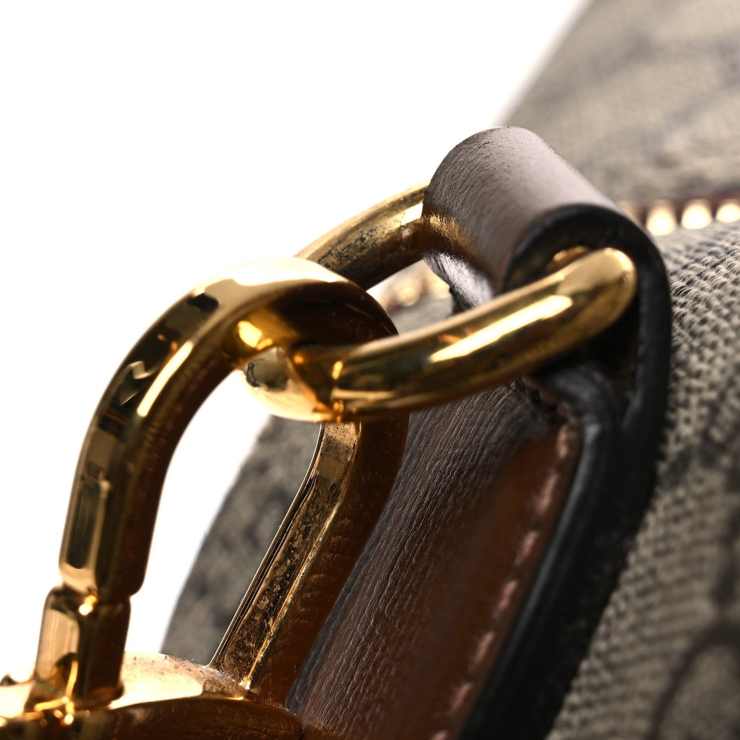 GG Supreme Monogram Azalea Calfskin Retro Interlocking G Duffle Bag Beige Ebony Brown Sugar
