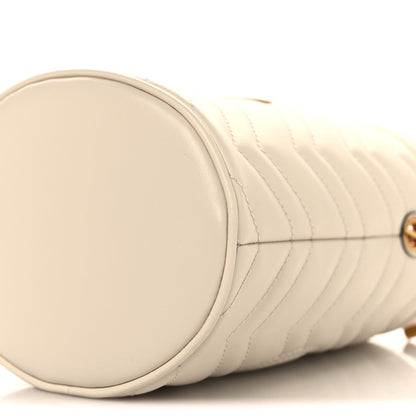 Calfskin Matelasse Mini GG Marmont 2.0 Bucket Bag White