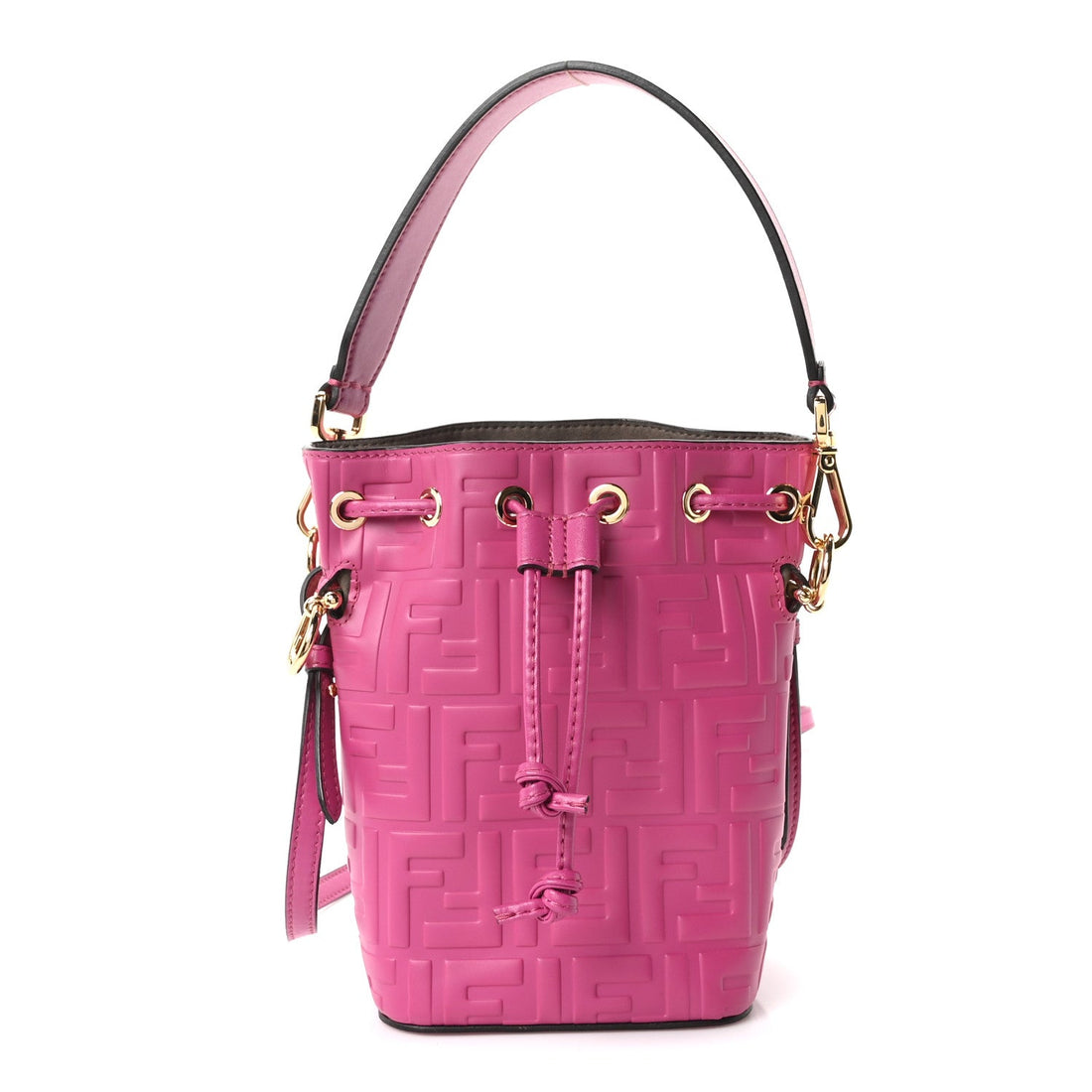 Vitello Liberty F is Fendi FF 1974 Embossed Mini Mon Tresor Bucket Bag Ciclamino Pilar