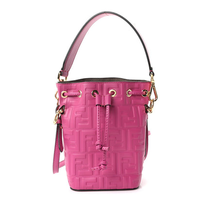 Vitello Liberty F is Fendi FF 1974 Embossed Mini Mon Tresor Bucket Bag Ciclamino Pilar