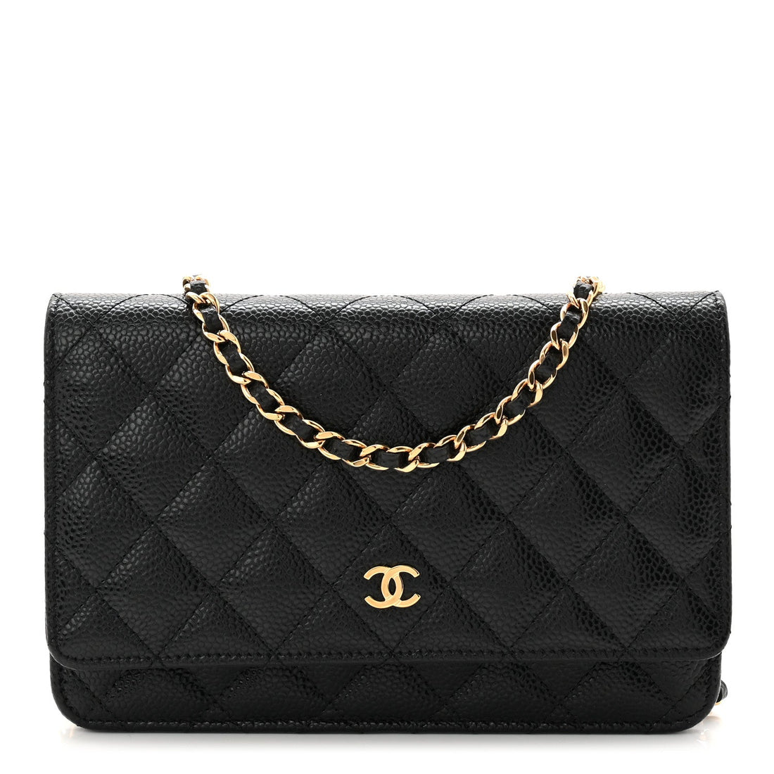 Caviar Quilted Wallet on Chain WOC Black