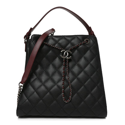 Caviar Quilted Medium CC Bucket Bag Black