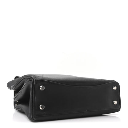 Natural Smooth Calfskin Medium Rodeo Top Handle Handbag Black