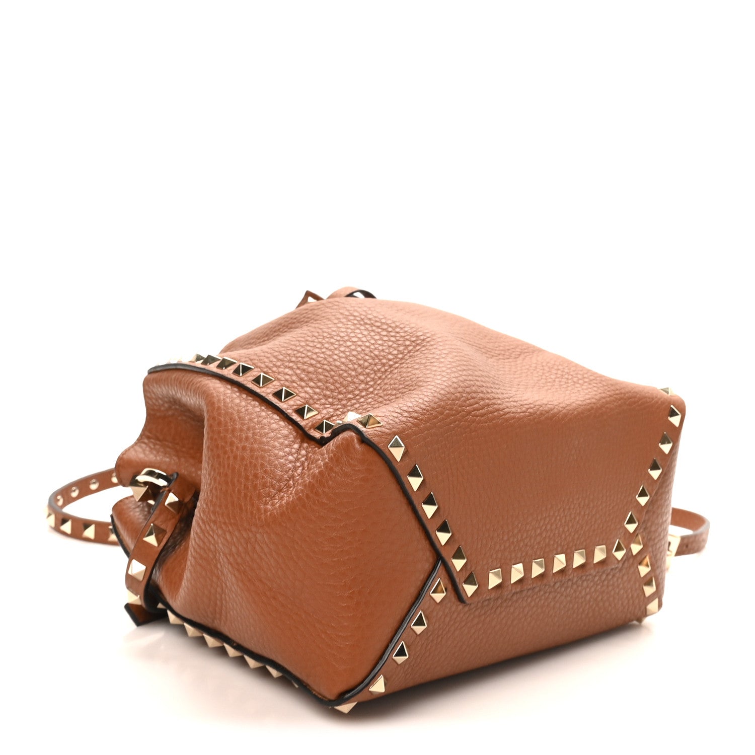 Grained Calfskin Rockstud Small Bucket Bag Selleria