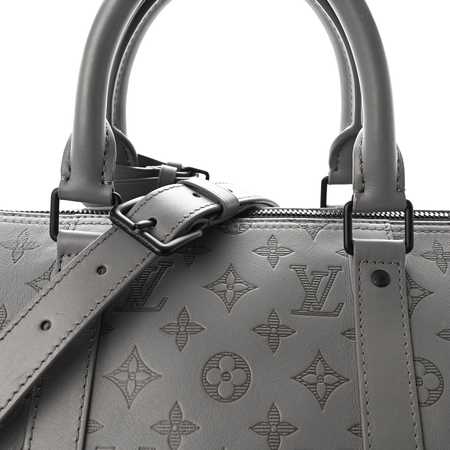Calfskin Monogram Shadow Keepall Bandouliere 50 Anthracite Gray