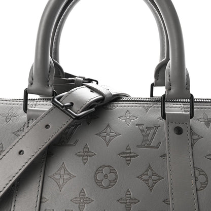 Calfskin Monogram Shadow Keepall Bandouliere 50 Anthracite Gray