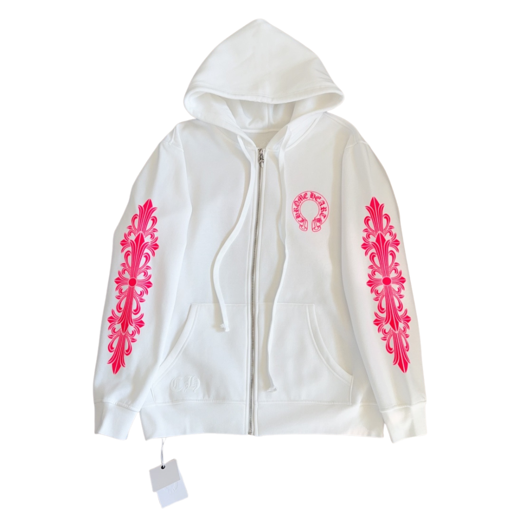Chrome Hearts Zip Up  Pink White Hoodie Main image