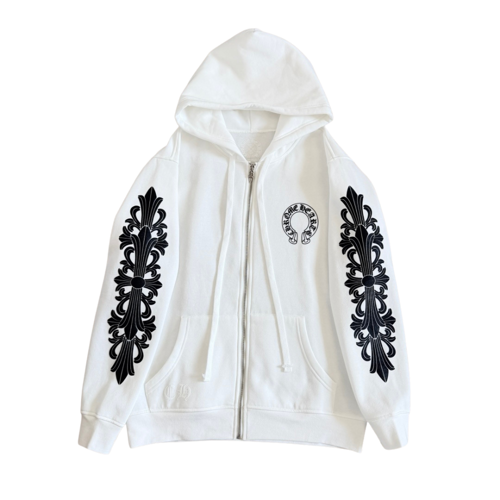 Chrome Hearts Zip Up Horseshoe Prints Black Hoodie Main image