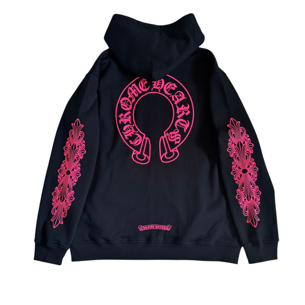 Chrome Hearts Zip Up  Pink Black Hoodie