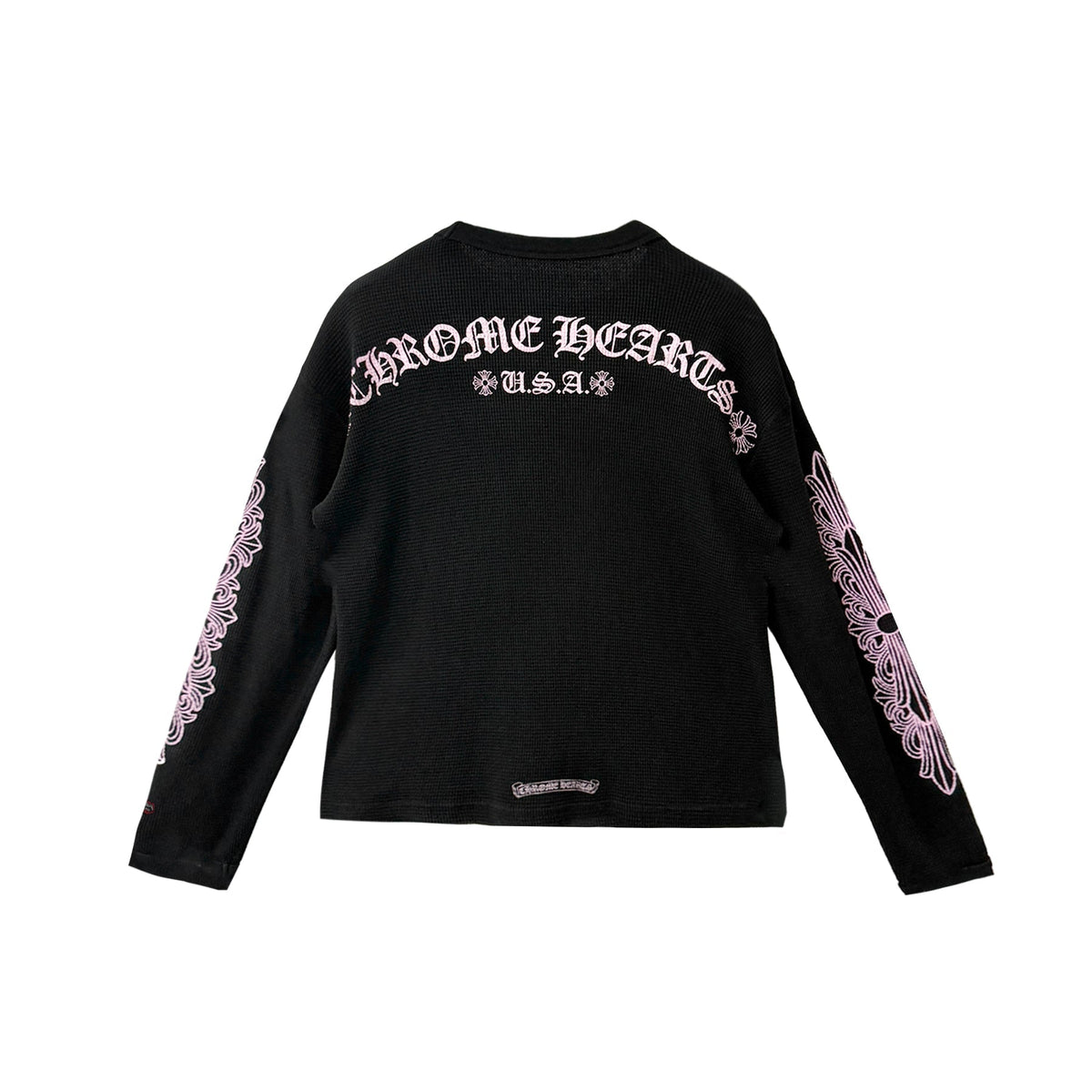 Chrome Hearts Matty Boy Pink Script Black Waffle Thermal Long Sleeve Tee Main image