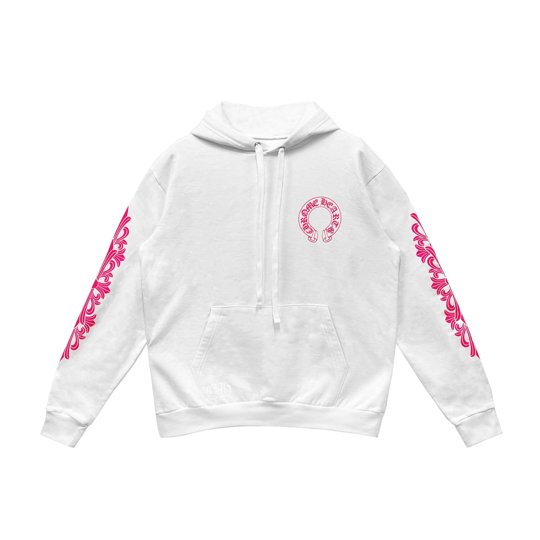 Chrome Hearts Pink Horseshoe Floral Sleeve Pullover Hoodie