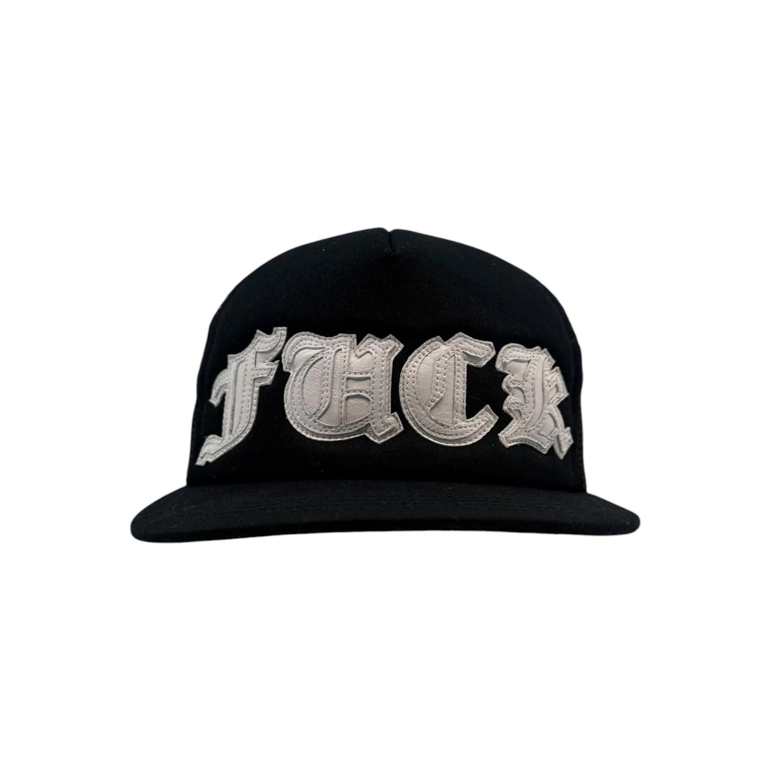 Chrome Hearts Fuck White Leather Patch Trucker Hat