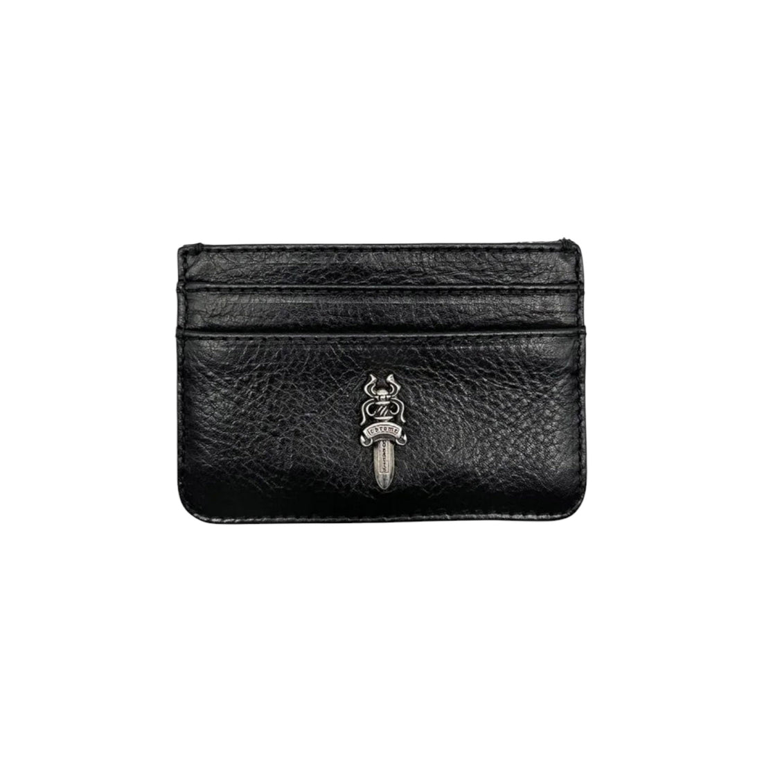 Chrome Hearts Leather Dagger Scroll Card Holder Black