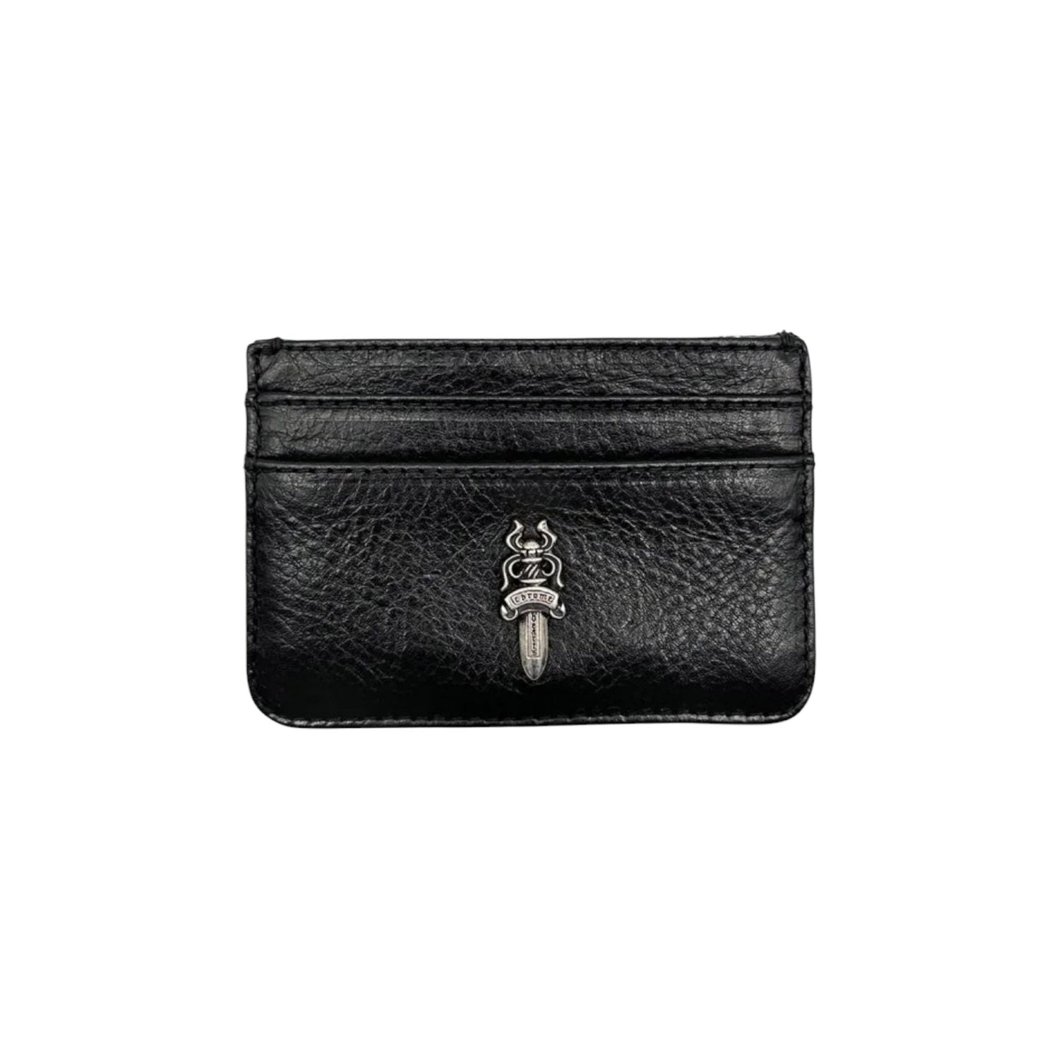 Chrome Hearts Leather Dagger Scroll Card Holder Black